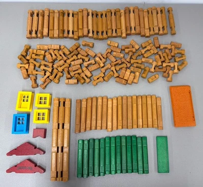 Juego de juguete de madera Lincoln Troncos lote mixto total de 165 piezas Foto 1 de 4