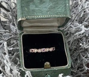 Anello nuovo oro rosa 14 carati vero diamante e zaffiro rosa anniversario/impilatore - Foto 1 di 6