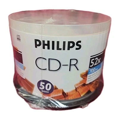 new Philips CD-R 50 Pack 700 MB 80 Min 52x Brand New Factory Sealed Blank Discs - Image 1 of 4