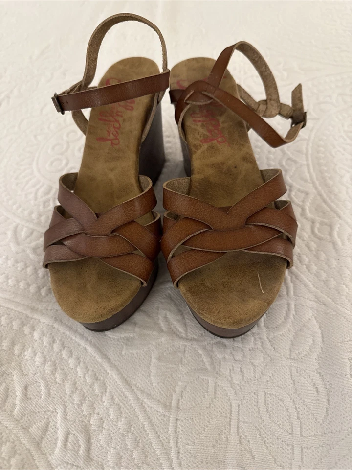 Sandalias de cuña Jellypop para mujer marrón con tiras - espuma viscoelástica - talla 7,5 Foto 1 de 4