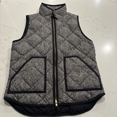 Chaleco acolchado J.Crew espiga acolchado acolchado acolchado negro tostado informal cremallera para mujer talla S Foto 1 de 4