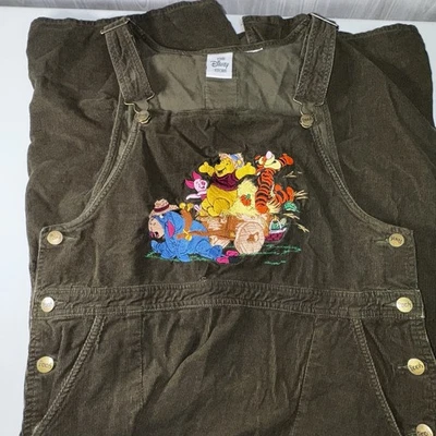 Vintage Disney Store Winnie the Pooh Embroidered Green Corduroy Overall Dress - Image 1 of 4