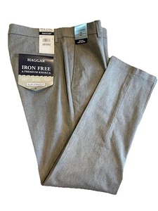 NWT Haggar Iron Free Premium Slim-Straight Flat Front Pants Heather Gray 30x30 - Picture 1 of 4