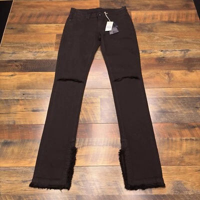 Pantalones de mezclilla ajustados BCBG Maxazria May R para mujer 26 negros elásticos para romper la rodilla nuevos  Foto 1 de 4