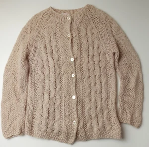 Vintage 60s Wool Mohair Cardigan Sweater Knit in Italy Pink Women's Small Blend - Picture 1 of 20