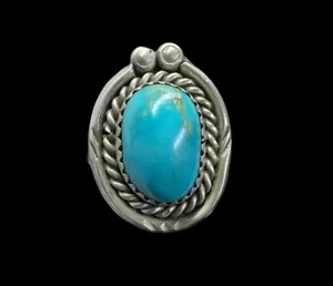 Vintage Navajo Turquoise and Sterling Silver Ring, size 3 3/4 - Picture 1 of 3