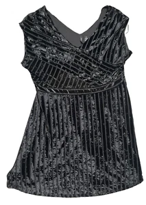 NEW DIRECTIONS CURVY Dress Short Sleeve Crushed Velvet Whimsigoth Black Sz 3XL - Picture 1 of 10