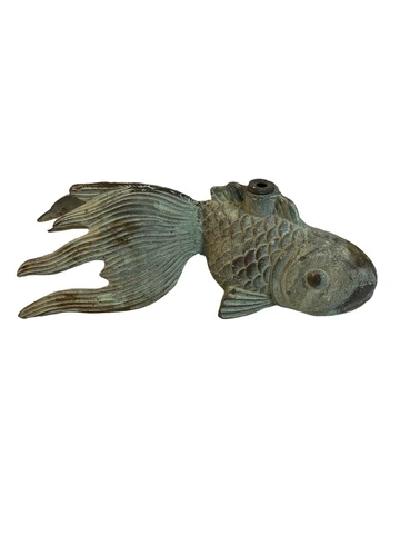 Vintage Heavy Brass Koi Fish Lawn Sprinkler. Beautiful Patina Cover
