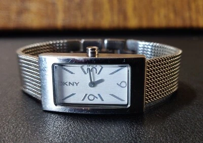 DKNY Ladies Watch Tank style Ve S.S Mesh NY-3478 17mm wrist to 5.75" New Battery - Image 1 of 4