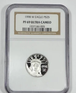 Proof 1998 American 1/4 oz Platinum Eagle $25 CERTIFIED NGC PROOF 69 Ultra Cameo - Picture 1 of 4