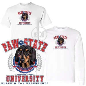 Black & Tan Dackel Paw State University kurzes langärmliges weißes T-Shirt M-3X - Bild 1 von 3