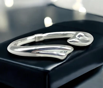 PULSERA BRAZALETE BYPASS PLATA ESTERLINA 925 7" LIGERO CON BISAGRAS DE RESORTE 1599 Foto 1 de 4