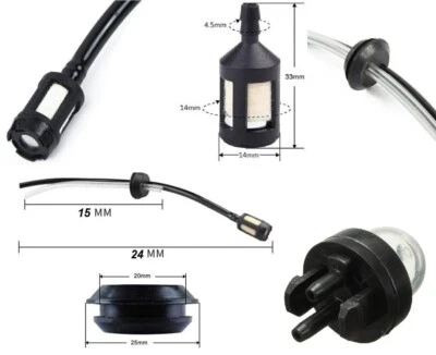 POMPETTA BENZINA 14 MM DECESPUGLIATORE 1 TUBO 1 FILTRO SPURGO MOTOSEGA 2 4 TEMPI - Immagine 1 di 4