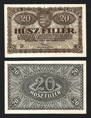 Hungary 20 Filler 1920, AU / UNC, P-43 - Image 1 of 3