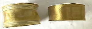 Wired Ribbon Gold Sheer Metallic Lot of 2 Spools 1-1/2" Wide and 2" Wide New - Picture 1 of 10