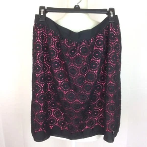 Gonna donna VENINI taglia grande con occhielli a cerchio nero rosa cotone - Foto 1 di 8