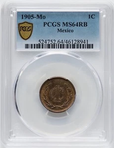 MEXICO ESTADOS UNIDOS 1905 1 CENTAVO COIN PCGS CERTIFIED, UNCIRCULATED MS64-RB - Picture 1 of 4