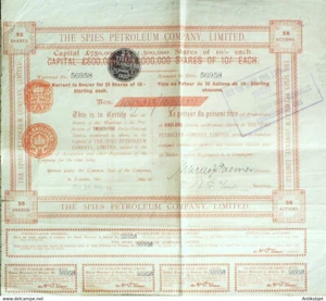 The Spies Petroleum Company Ltd action £ 10 Londres 1911 - Imagen 1 de 1