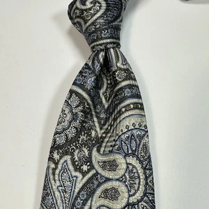 JZ Richards Gallery Collection Best of the Best 100% Silk Tie XL Silver Paisley - Picture 1 of 8