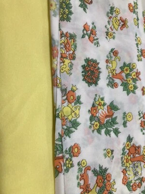 Vintage kids play yellow/orange Jersey Knit 1- 1/2 Yard + 1-1/2 yd flannel Baby - Image 1 of 4