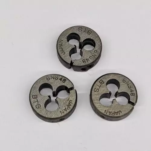 3  BTS 6-48 NS Round Dies 13/16" OD Screw Adjustable Die Carbon Steel CS Japan - Image 1 of 1