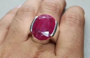 Ruby Ring For Mens Gemstone Ring Vintage Sterling Silver Ring Birthday Gifts - Picture 1 of 8