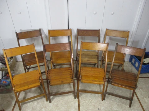 Vintage Snyder Wooden Slatted Church/Hall Folding Chairs (SOLD In SET of 2 ONLY) Cover
