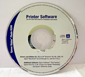 CD de instalación de software de impresora Epson Stylus Photo R200 - Win 98/ME/2000/XP/Mac - Imagen 1 de 2