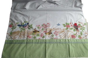 Cortinas de Pájaros Vintage 2 Paneles Algodón Poliéster Bordadas 34"L Plus 3"Vara 30"W - Imagen 1 de 6