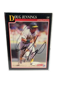 Doug Jennings Signed 1991 Score On Card Autograph Oakland Athletics A's 