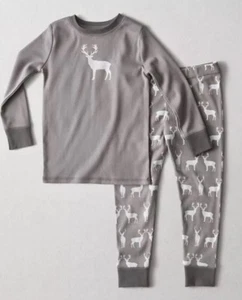 Restoration Hardware WINTER JERSEY PAJAMA SET Gray Stag Deer Size 9 Christmas - Picture 1 of 1