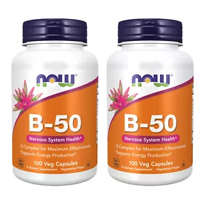 2 x NOW Vitamin B50 mg Energy Production Nervous System Health 100 Veg Caps - Picture 1 of 4