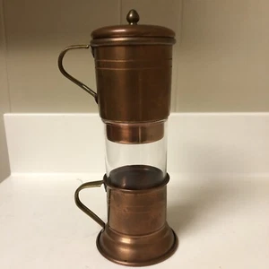 Old Copper Kitchen Coffee & Brass Handle Pot with Cup Turkish Style - Picture 1 of 11