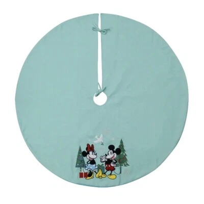 Disney Mickey and Minnie 48in Round Minty Green Christmas Tree Skirt NEW - Image 1 of 4
