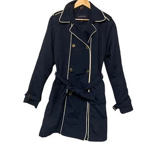 Lands' End Women Navy Double Breasted Heritage Trench Med 10 12 Classic Corp - Picture 1 of 9