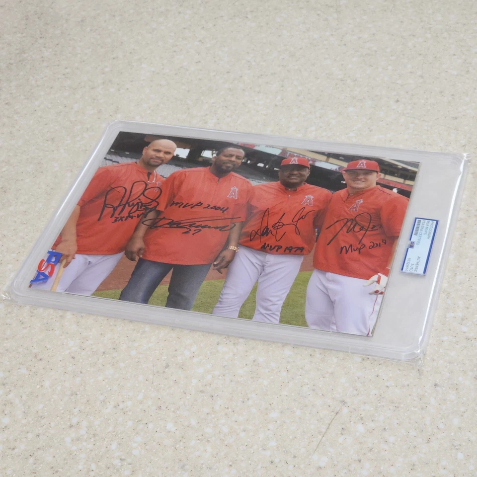 Angels Signed Autographed MVPs 8.5x11" Picture: Pujols, Guerrero, Baylor, Trout - Image 1 of 4