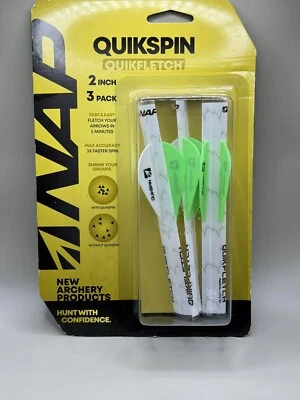 Quikspin Quikfletch 2 pulgadas paquete de 3 NAP-60-635W flecha de tiro con arco siesta Foto 1 de 2