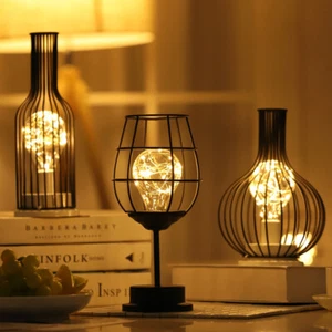 LED Night Light Moon Table Desk Lamp Wine Glass Battery Home Party Decor Gift - Picture 1 of 22