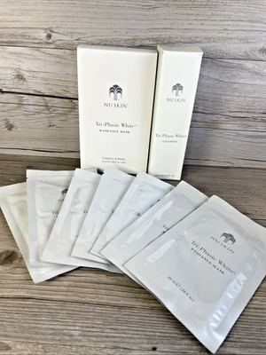 Limpiador trifásico BLANCO NU SKIN 3,4 OZ y 7 mascarillas de siete radiantes caja abierta Foto 1 de 4