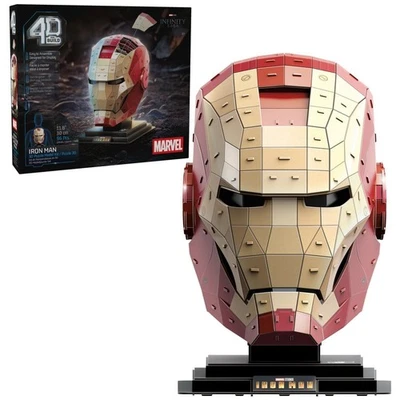 4D Build Marvel Iron Man Helmet 3D Puzzle Kit with Stand, 96 Pieces, Desk Decor - Image 1 of 4