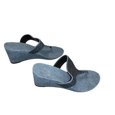 Sandalias de cuña de mezclilla Simply Vera Wang chanclas talla 8,5 medianas  Foto 1 de 4