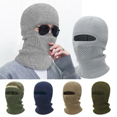 Ciclismo Motocicleta Camuflaje Esquí Sombrero Lana Tejer Cuello Calentador de Cabeza Color Sólido Foto 1 de 4