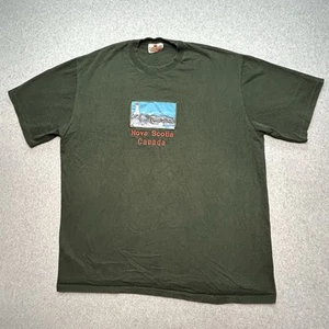 VTG 90s Nova Scotia Canada Green T Shirt Lighthouse Single Stitch Sz XL - Picture 1 of 6