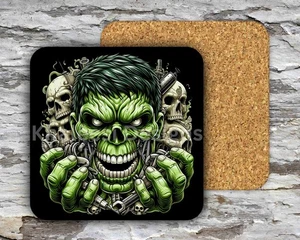 Exclusive MARVEL HULK Superhero Skull 03 Hardboard MDF Square Coasters - Picture 1 of 4