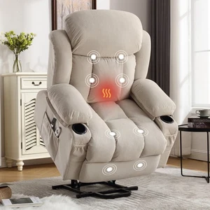Power Lift Recliner Chair Overstuffed Recliner with Massage and Heat for Elderly - Picture 1 of 13