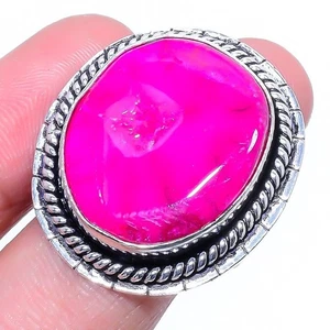 Pink Lace Agate Gemstone Handmade 925 Sterling Silver Jewelry Ring Size 8 - Picture 1 of 3