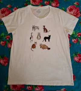 J Crew Women's Size Large Collector Tee Bow Tie Kitty Cats Tabby T-Shirt Cotton - Picture 1 of 8