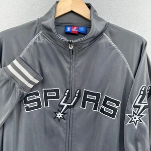 NBA Majestic San Antonio Spurs Track Jacket Gray XLT Full Zip Diamond Sparkle - Picture 1 of 9