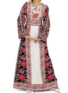 Maxi Vestido Palestino Tatreez Bordado Thobe Of Rose Elegante de Lujo Talla S - Imagen 1 de 4