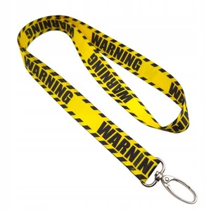 Smycz na szyję telefon do kluczy 20mm Warning napis - Zdjęcie 1 z 1